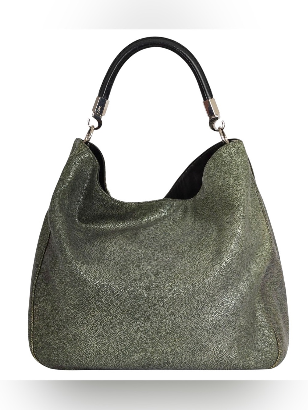 Yves Saint Laurent Vintage Olive Gray Exotic YSL Rive Gauche Roadie Hobo Bag